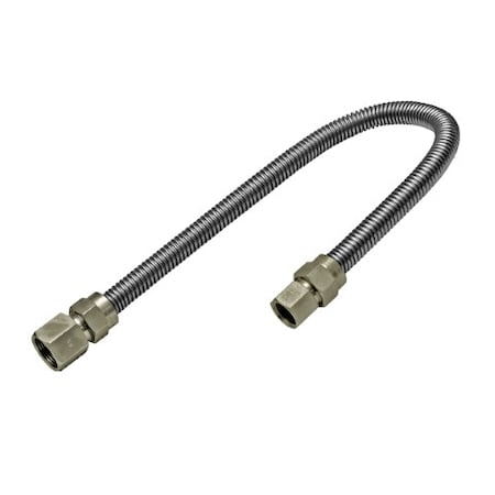 Flextron Gas Line Hose 5/8'' O.D. x 30'' Length 1/2" x 3/4" FIP Fittings, Stainless Steel Flexible Connector FTGC-SS12-30L
